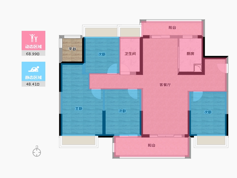 广东省-汕头市-博翠府-107.65-户型库-动静分区