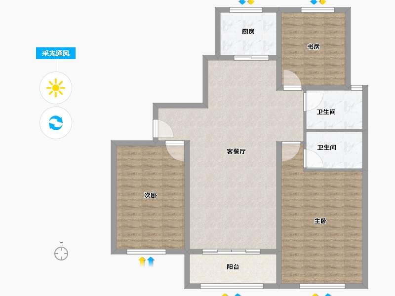 山东省-潍坊市-大成新文华苑-110.00-户型库-采光通风