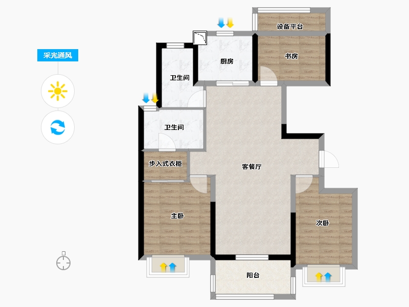 江苏省-南京市-银城颐居悦见山-93.00-户型库-采光通风