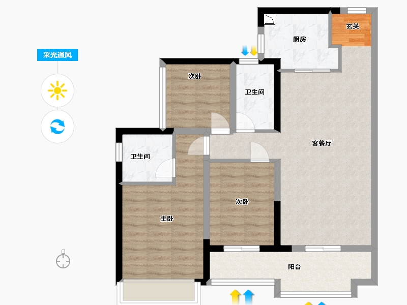 广东省-佛山市-中国铁建领秀公馆-84.00-户型库-采光通风