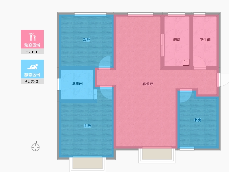 新疆维吾尔自治区-乌鲁木齐市-特变都市花园-83.20-户型库-动静分区