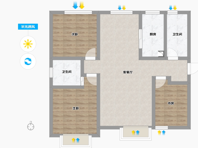 新疆维吾尔自治区-乌鲁木齐市-特变都市花园-83.20-户型库-采光通风