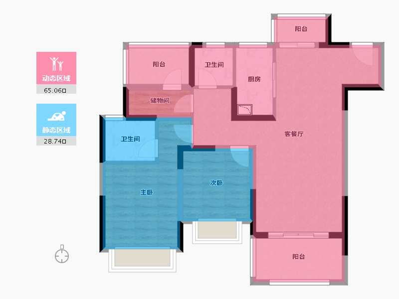 湖北省-孝感市-金科集美府-82.41-户型库-动静分区