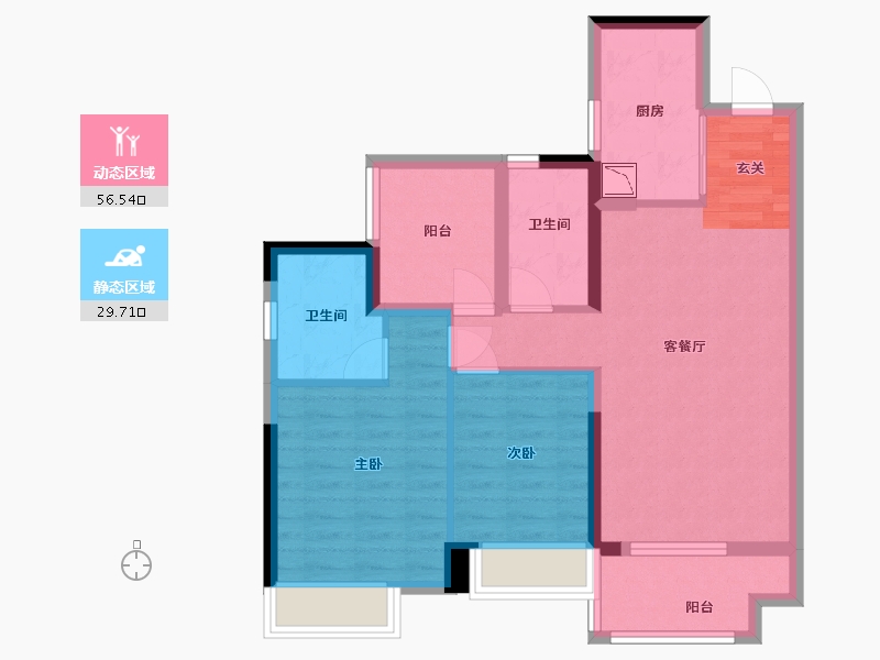 广东省-佛山市-华润置地・玖悦-76.17-户型库-动静分区