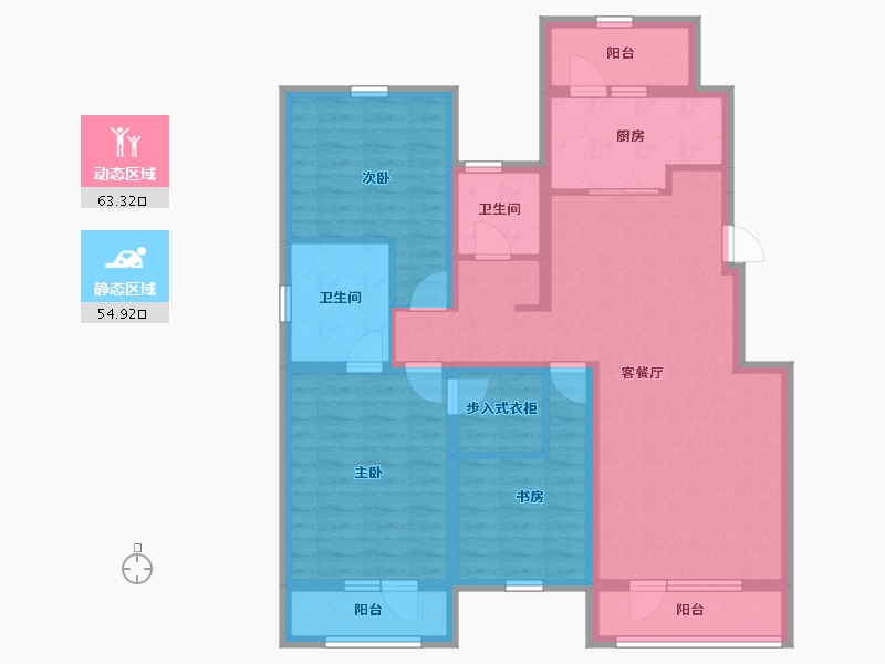 黑龙江省-哈尔滨市-溪山美郡-104.22-户型库-动静分区