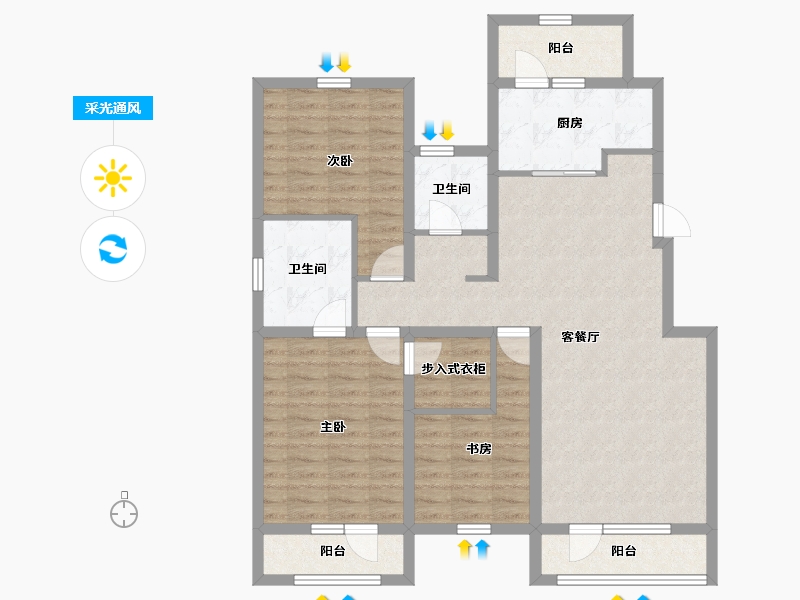 黑龙江省-哈尔滨市-溪山美郡-104.22-户型库-采光通风