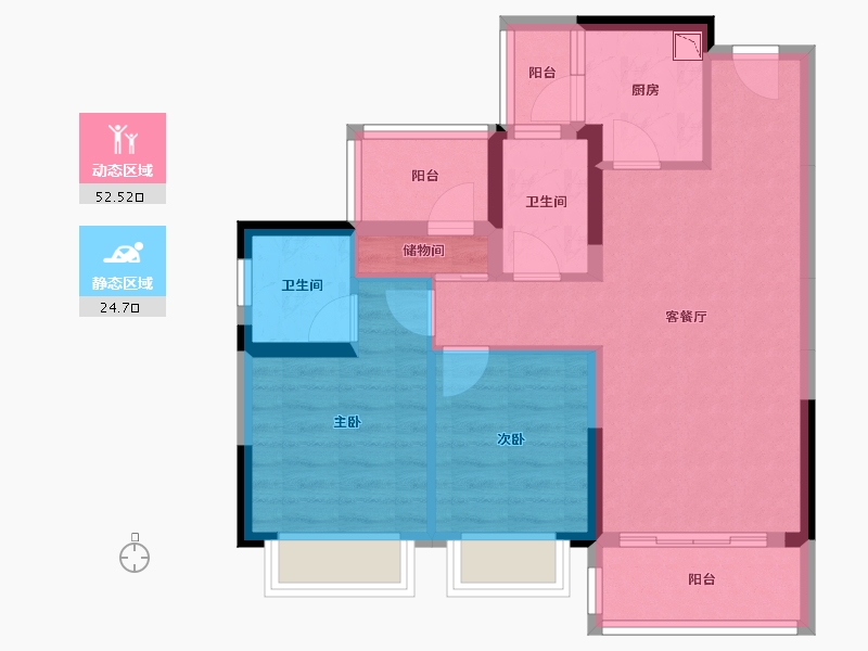 广西壮族自治区-贵港市-碧桂园・城市之光-67.72-户型库-动静分区