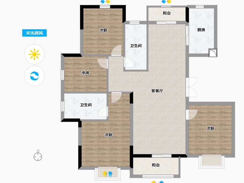 江苏省-无锡市-香樟公馆玫瑰园-122.00-户型库-采光通风