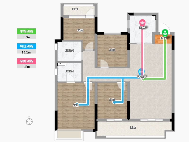 浙江省-温州市-中梁旭辉国宾府-103.00-户型库-动静线