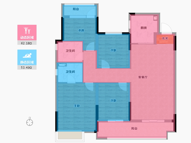 浙江省-温州市-中梁旭辉国宾府-103.00-户型库-动静分区