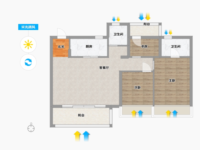 江苏省-苏州市-碧桂园云栖隐山-80.00-户型库-采光通风