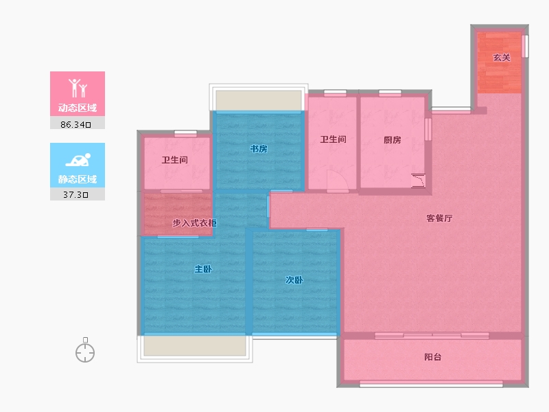 江苏省-苏州市-中国铁建・吴韵青秀-111.21-户型库-动静分区