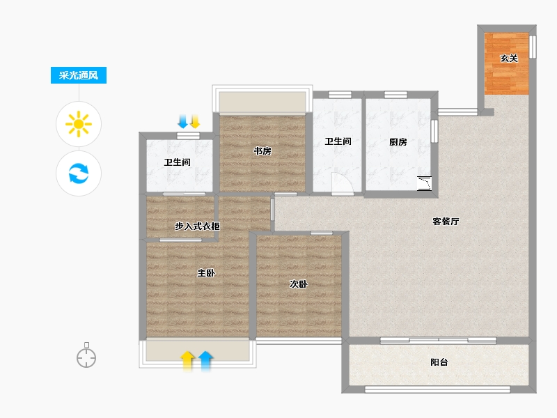 江苏省-苏州市-中国铁建・吴韵青秀-111.21-户型库-采光通风