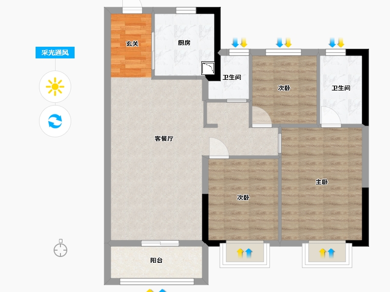 福建省-漳州市-大唐锦绣世家-79.20-户型库-采光通风