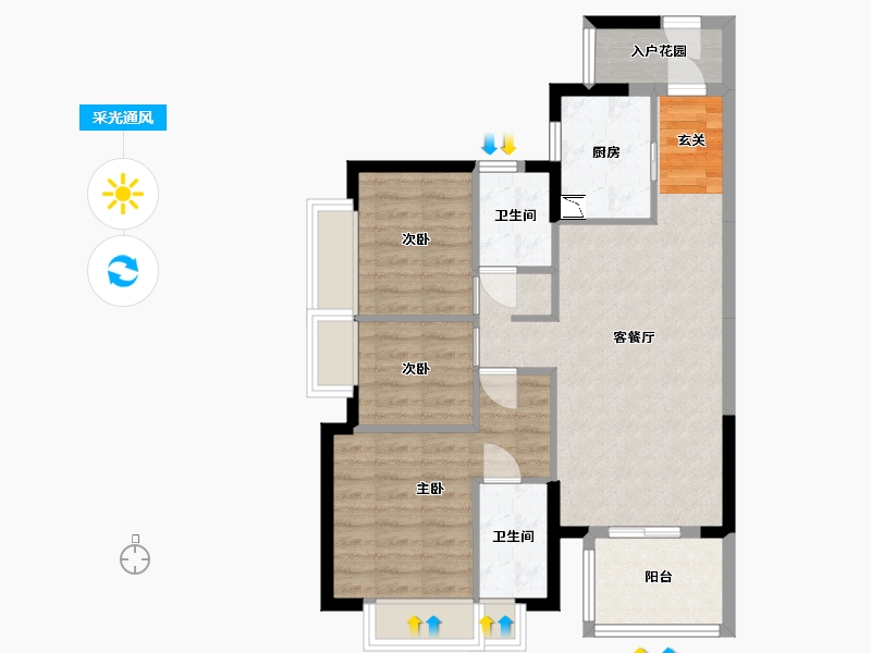 广东省-东莞市-佳兆业时代・芳华-74.13-户型库-采光通风