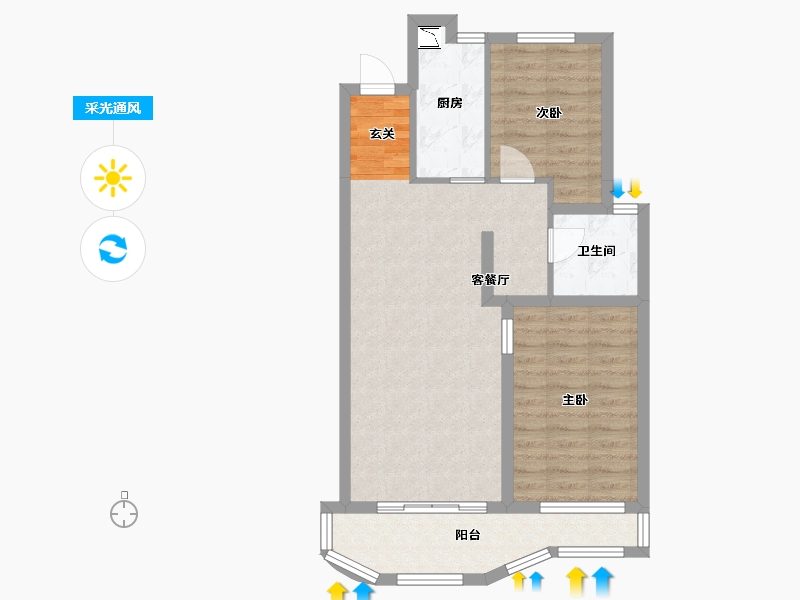 河北省-石家庄市-长安润江壹号-68.91-户型库-采光通风