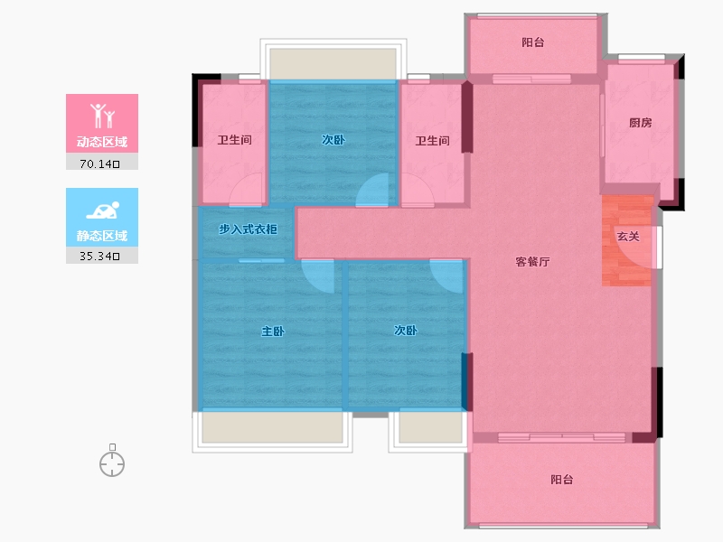 广东省-惠州市-祥兴江畔花园-96.54-户型库-动静分区