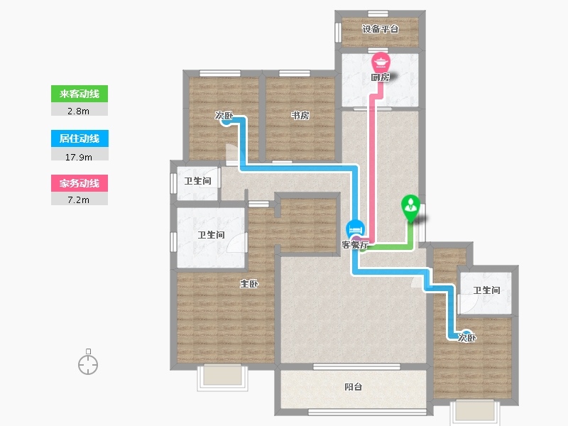 河北省-石家庄市-中冶德贤华府-134.13-户型库-动静线