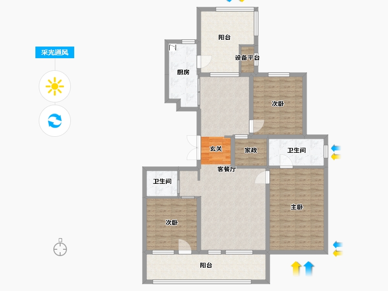 河北省-石家庄市-万科翡翠书院-116.26-户型库-采光通风