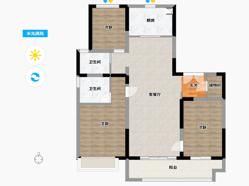 河北省-石家庄市-保利和光尘樾-97.60-户型库-采光通风