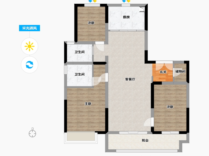 河北省-石家庄市-保利和光尘樾-97.55-户型库-采光通风