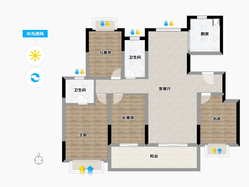 广西壮族自治区-北海市-雅居乐金海湾-118.54-户型库-采光通风