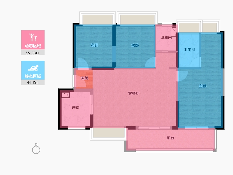 广东省-惠州市-碧桂园・星钻-89.26-户型库-动静分区