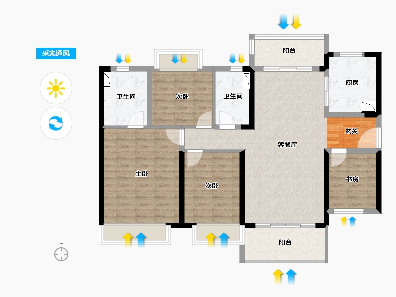 广东省-惠州市-保利和悦华锦-107.85-户型库-采光通风