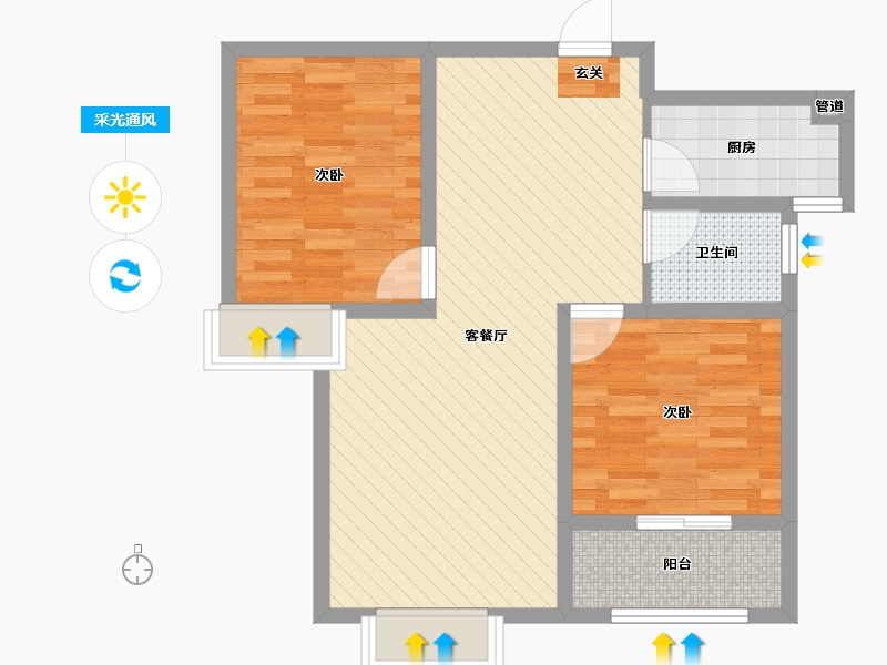 河北省-沧州市-骅都尚苑-64.63-户型库-采光通风