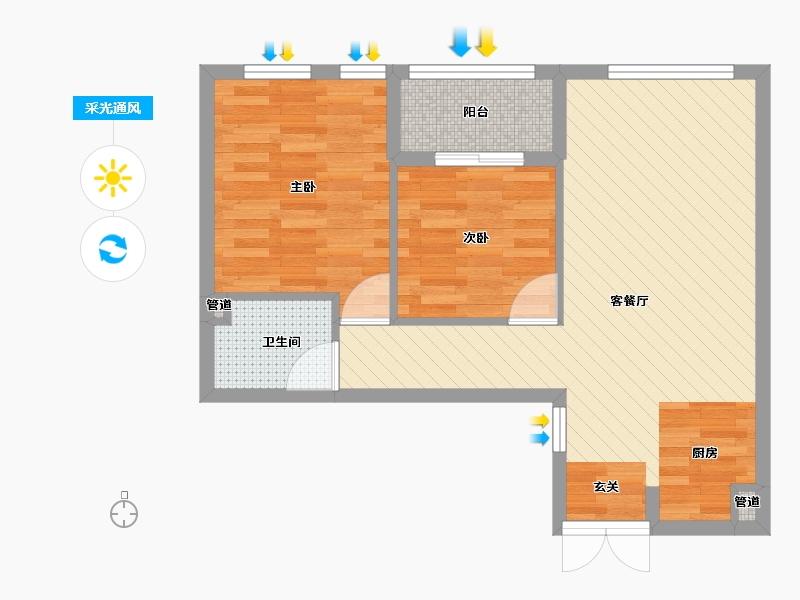 浙江省-台州市-玉环海晨国际-55.44-户型库-采光通风