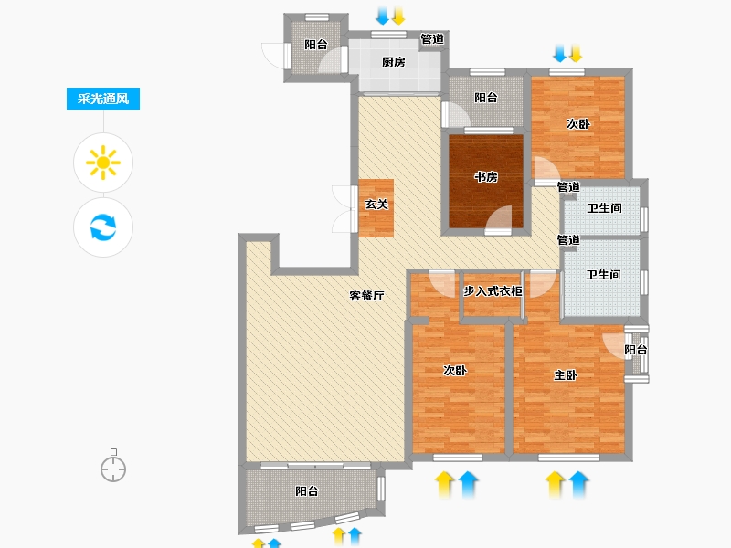 吉林省-长春市-君地天城-137.13-户型库-采光通风