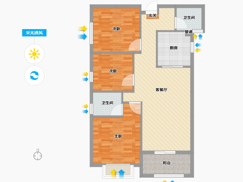 湖北省-随州市-荣御中央-78.20-户型库-采光通风