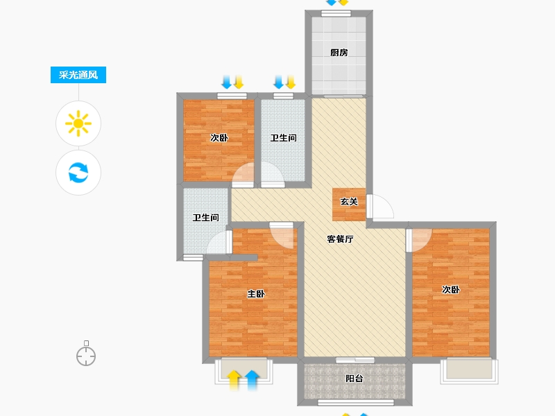 江苏省-淮安市-金域华府-100.00-户型库-采光通风