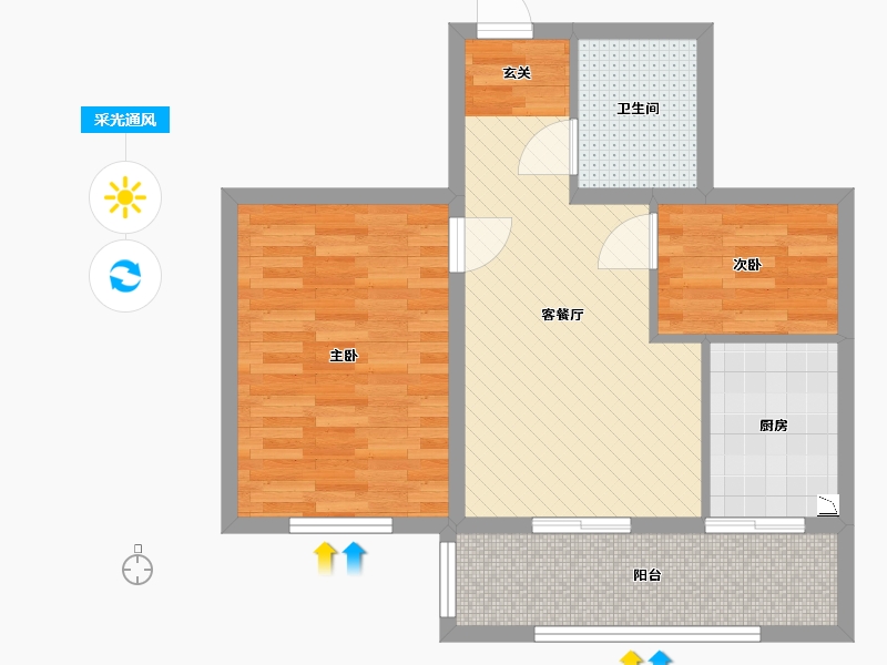 河南省-信阳市-万家灯火张李湾商住城-60.39-户型库-采光通风