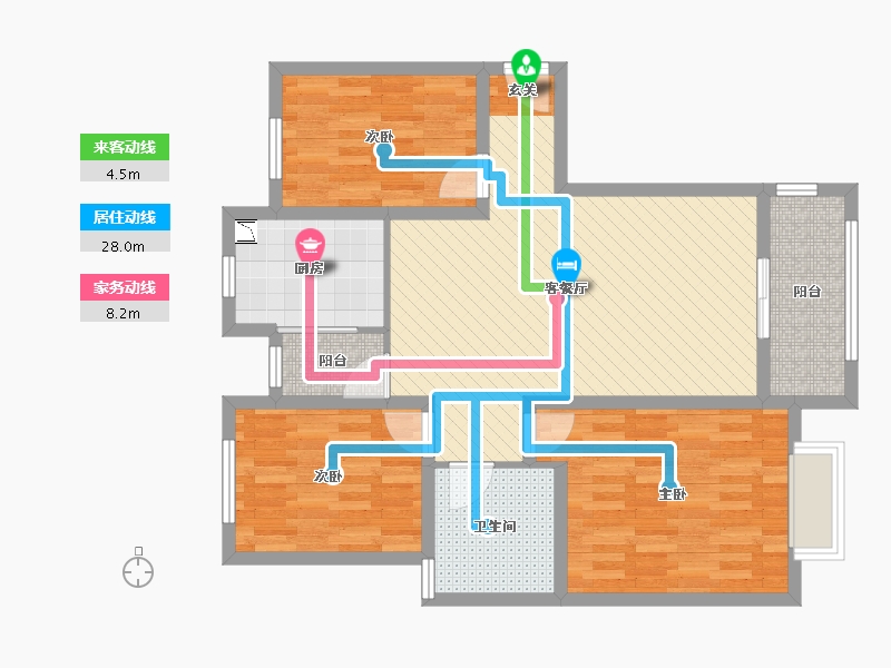 江苏省-淮安市-五岛湖公馆-86.44-户型库-动静线