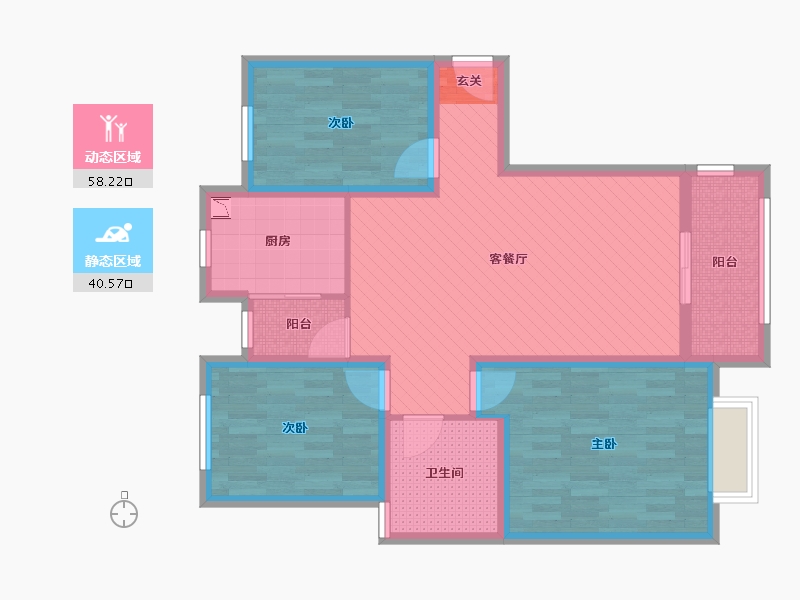 江苏省-淮安市-五岛湖公馆-86.44-户型库-动静分区