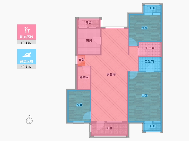 北京-北京市-万科青青家园-102.62-户型库-动静分区