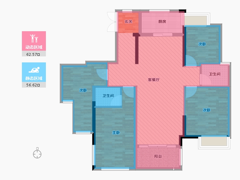 湖南省-常德市-汇景中央-105.00-户型库-动静分区