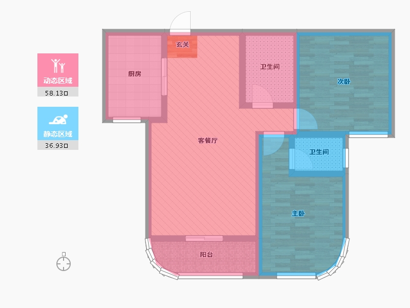 浙江省-宁波市-铭基凤凰城-83.00-户型库-动静分区