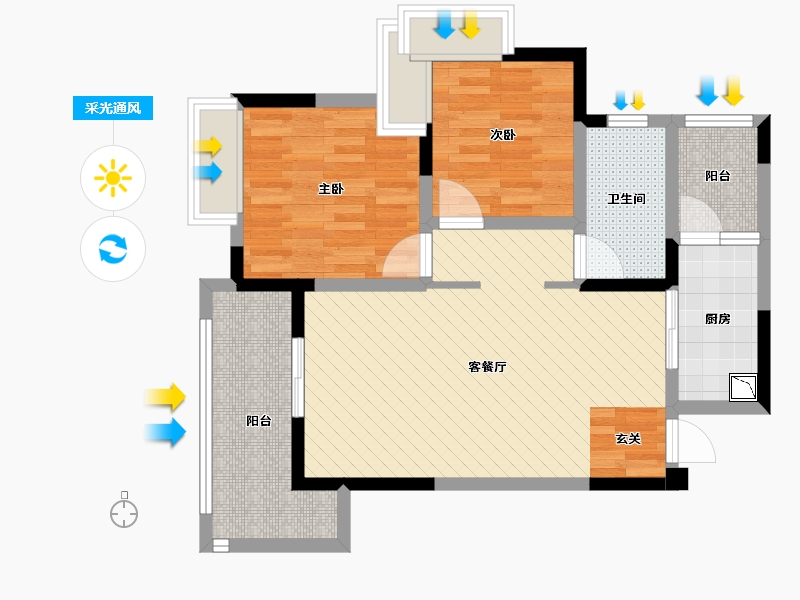 四川省-成都市-棠湖泊林城-70.11-户型库-采光通风