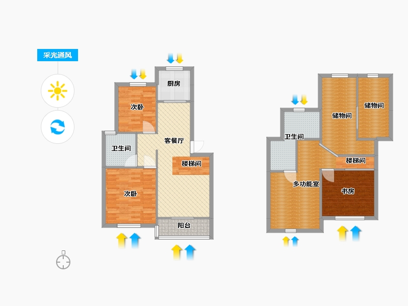 浙江省-杭州市-集美岸上蓝山-122.45-户型库-采光通风