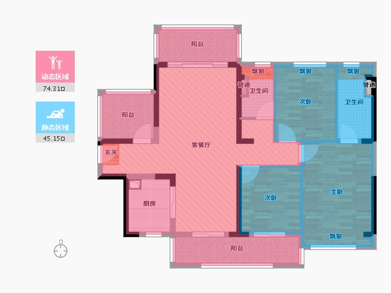 广东省-惠州市-碧桂园珑誉花园-104.09-户型库-动静分区