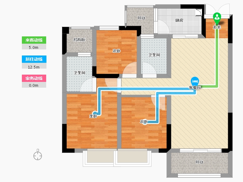 四川省-南充市-锦利王府-73.83-户型库-动静线