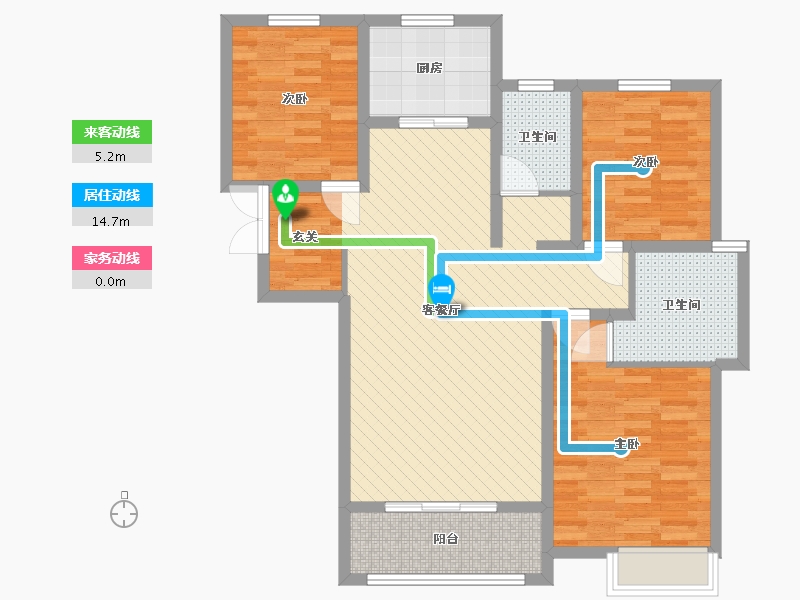 陕西省-咸阳市-中房・美域熙湖-95.57-户型库-动静线