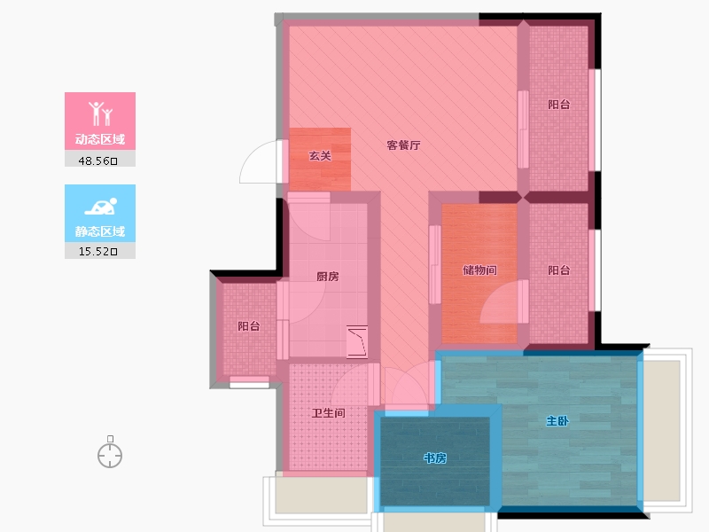 四川省-成都市-鲁能城-52.64-户型库-动静分区