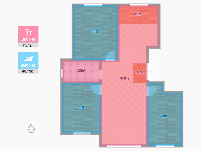 内蒙古自治区-赤峰市-亚星国际公馆-91.27-户型库-动静分区