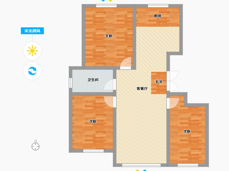 内蒙古自治区-赤峰市-亚星国际公馆-91.27-户型库-采光通风