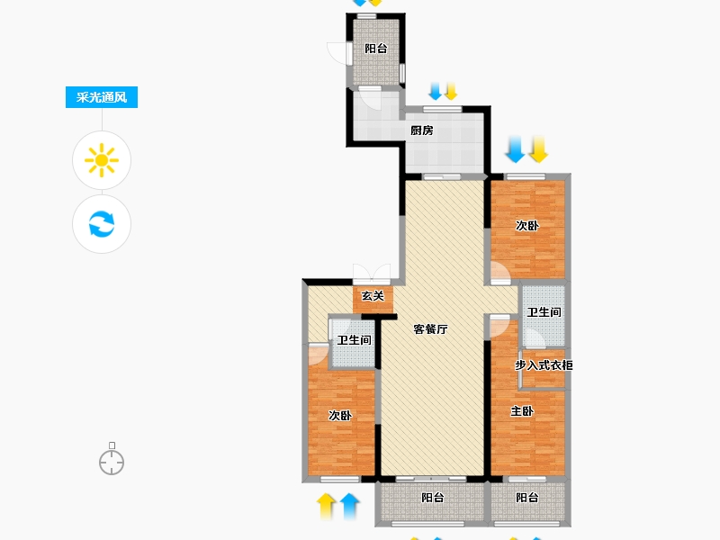 山西省-运城市-盐湖金座-134.54-户型库-采光通风