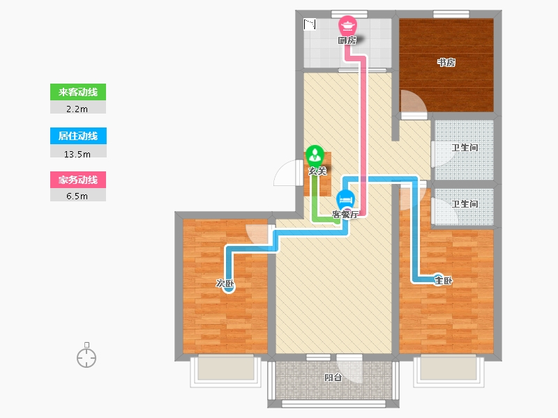 山西省-晋中市-　鑫湖家园小区-82.86-户型库-动静线