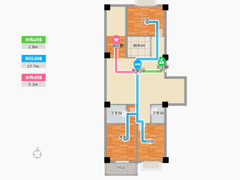 陕西省-西安市-长青园小区1号楼-124.36-户型库-动静线